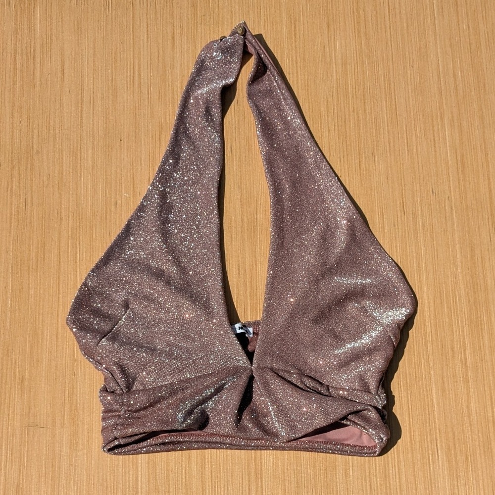 Fashion Nova Halter Top Sparkle Metallic‎ Festival Party Clubwear Women's Medium